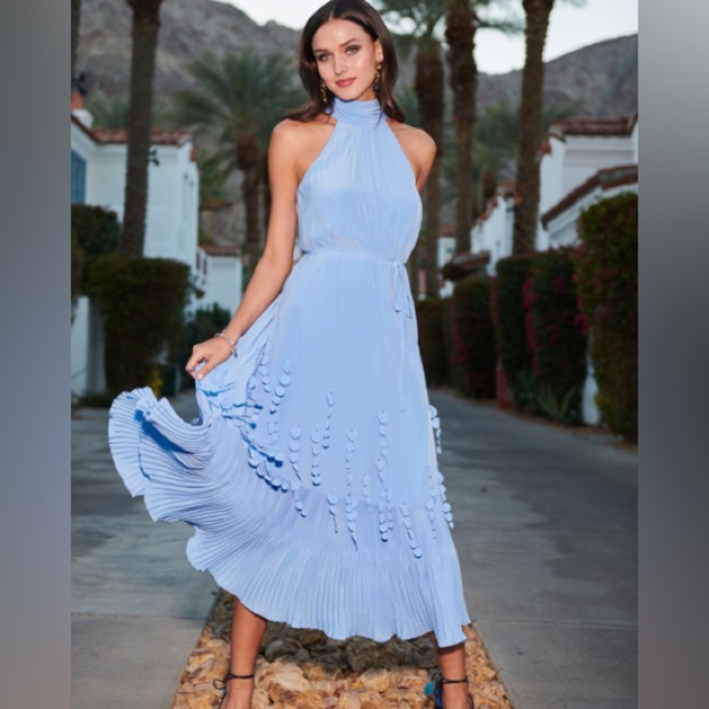 Ramy Brook Eliza Blue Halter Dress Size XS